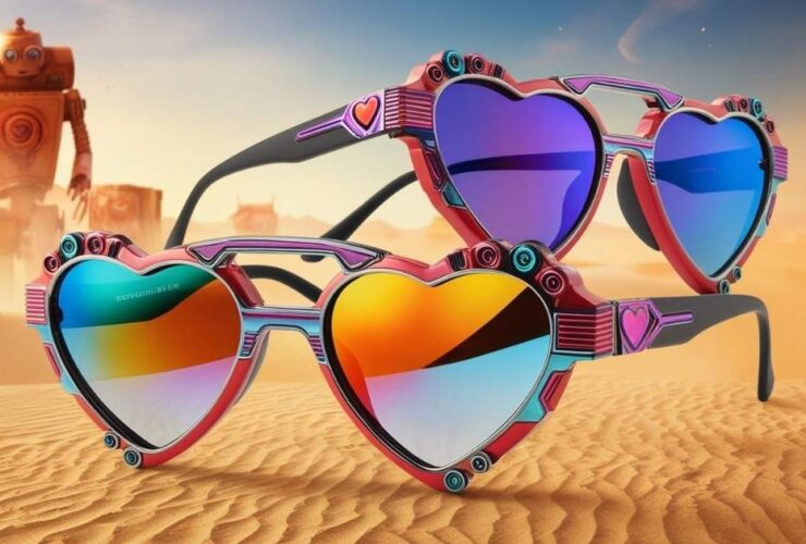 Best Color Lens Robot Heart Sunglasses for Burning Man Festival