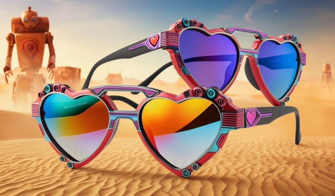 Best Color Lens Robot Heart Sunglasses for Burning Man Festival